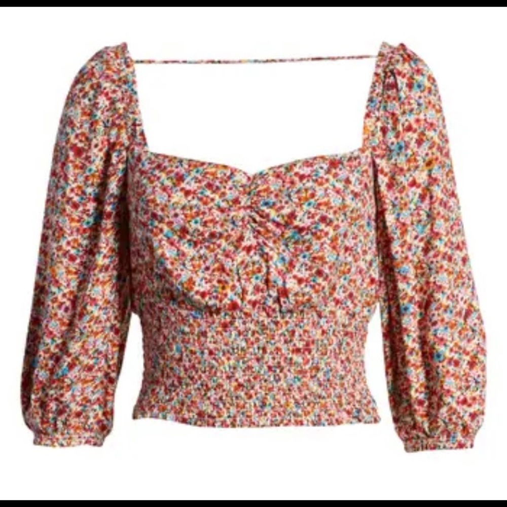 NWT AFRM Floral smocked blouse